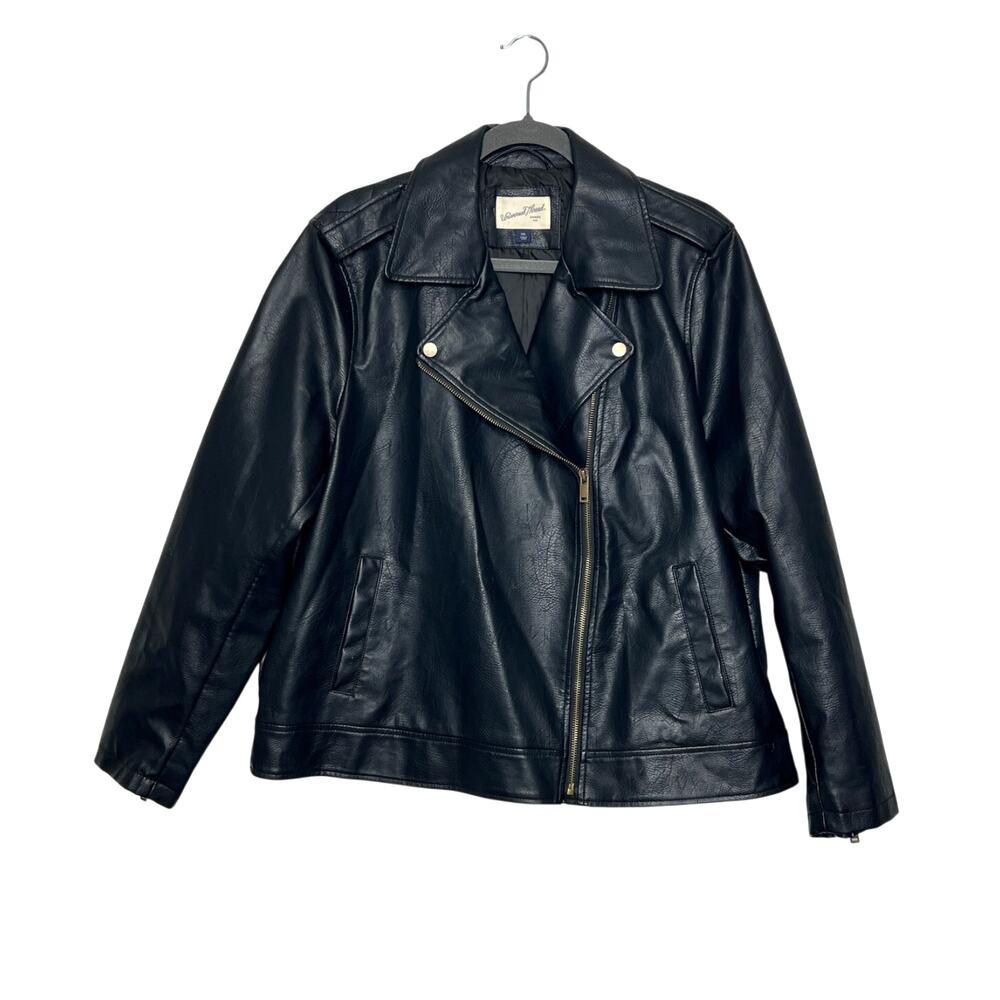 Universal Thread XXL Black Faux Leather Moto Jacket Quilted Biker Zip Coat